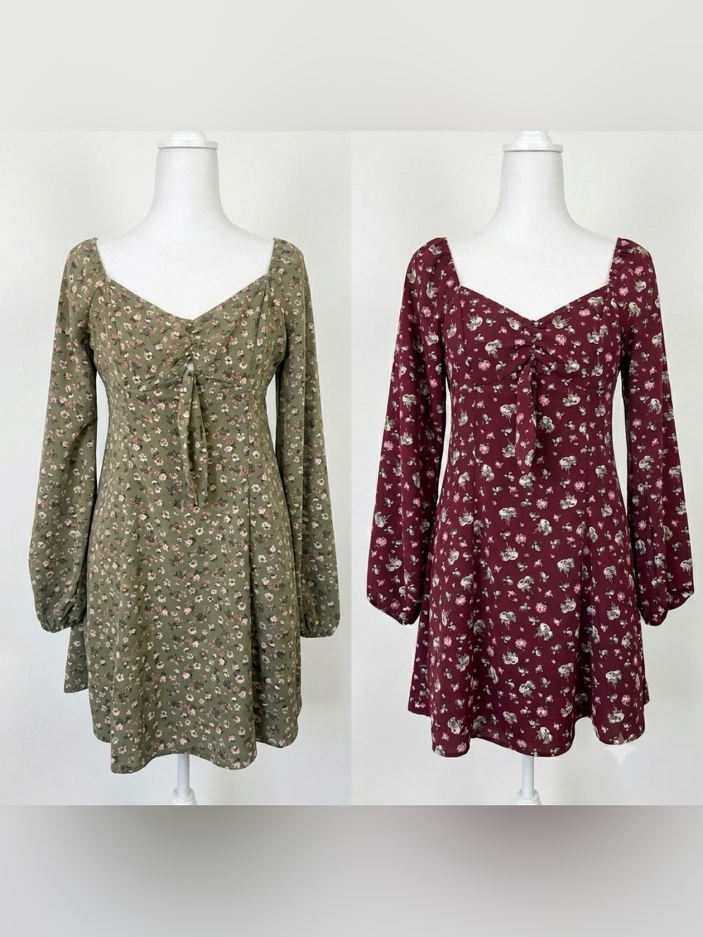 BUNDLE As U Wish Floral Tie-Front Long Sleeve Mini Dresses Size S NWOT